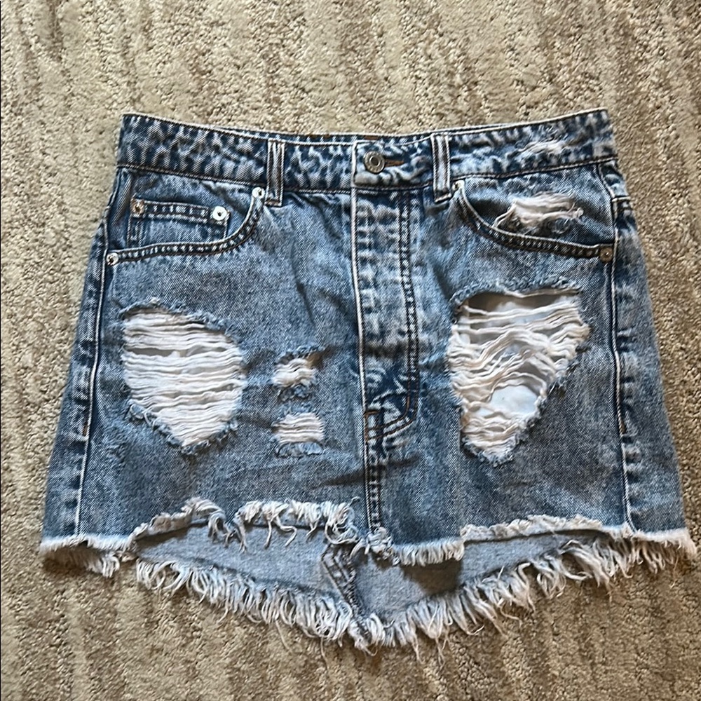 Distressed Denim Boutique Skirt